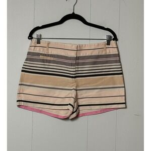 Ann Taylor LOFT Women Striped Cotton Shorts Tan Grey Pink Black Multi-Color Sz 6